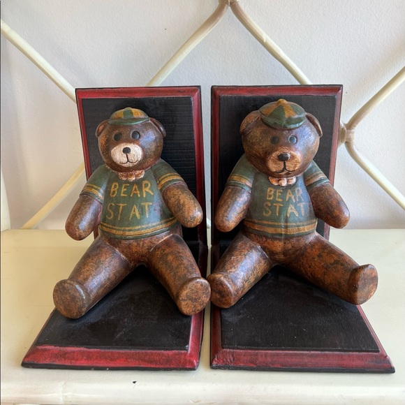 Vintage wooden bear bookends - Picture 1 of 11